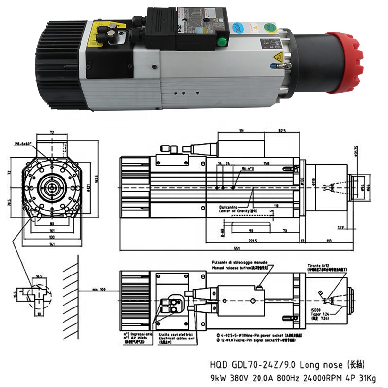 Suppliers HQD 9kw 220v 380v Lo - Cnc Spindle Motor review and price
