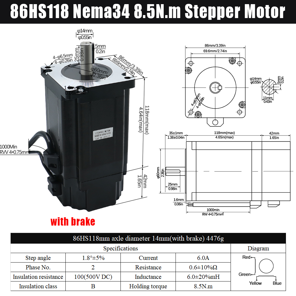 MHCNC Nema34 118mm 8.5Nm Open  - Stepper Driver Cnc review and price