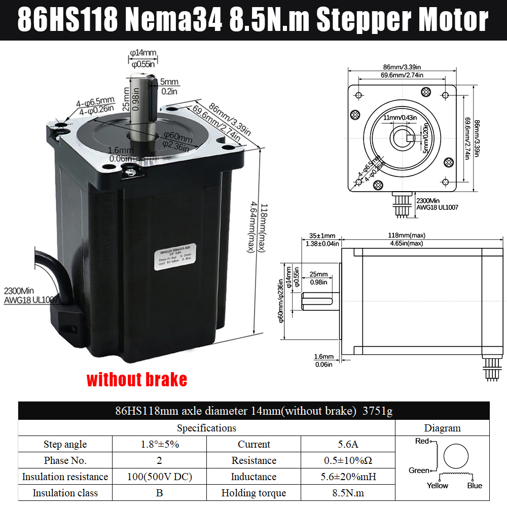 MHCNC Nema34 118mm 8.5Nm Open  - Stepper Driver Cnc review and price